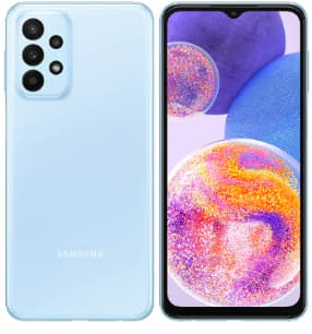 Samsung A23 4G, 64GB, 4GB RAM, 6.6" PLS TFT, 1080x2408 Pixels,50+5+2+2 MP Main Camera, 8MP Front Camera, Android 12, Qualcomm SM6225 Snapdragon 680 (6 nm)up 2,4HZ, 5000mAh Battery, Blue  - Modern Electronics